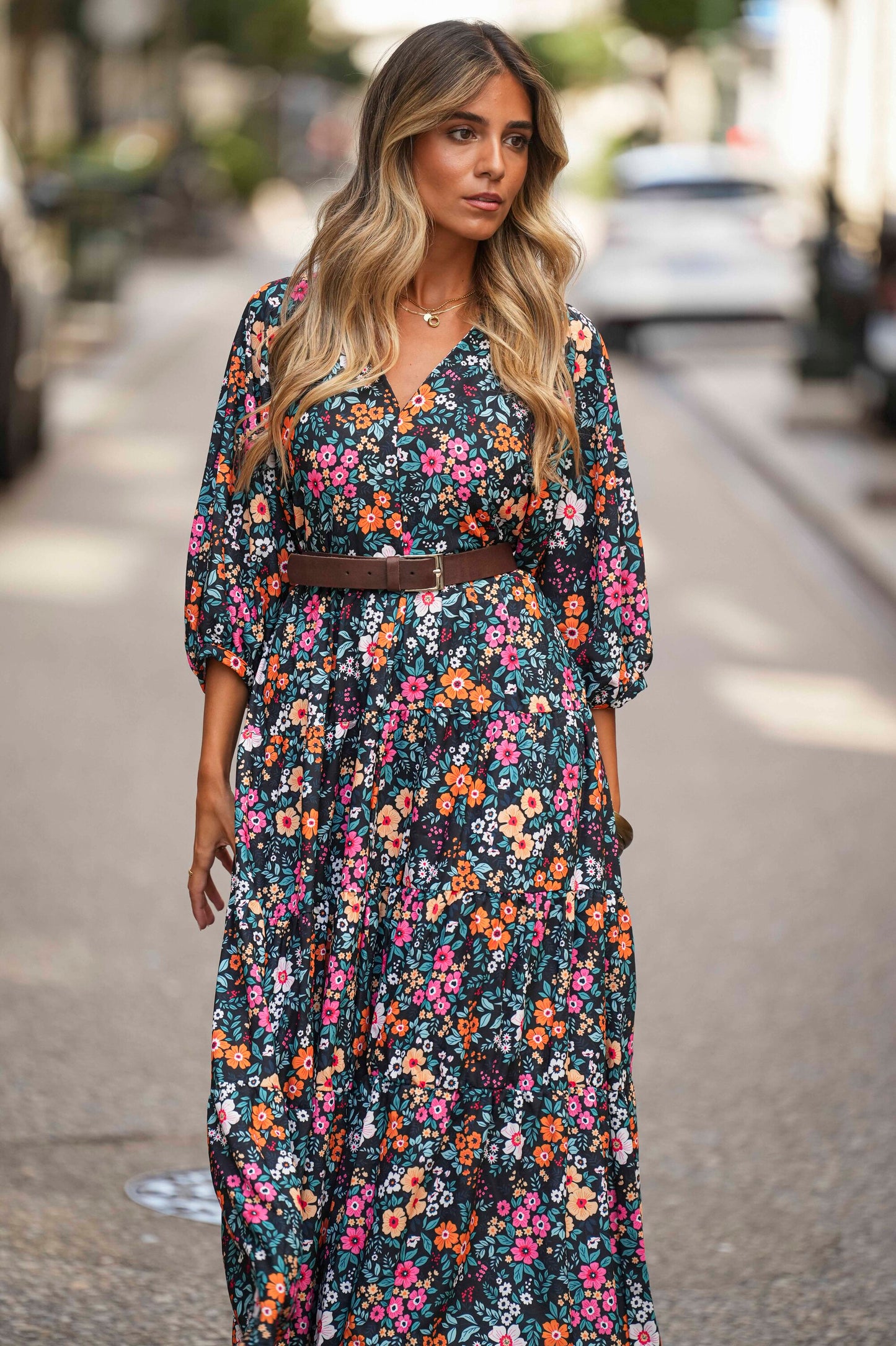 Long floral printed dress