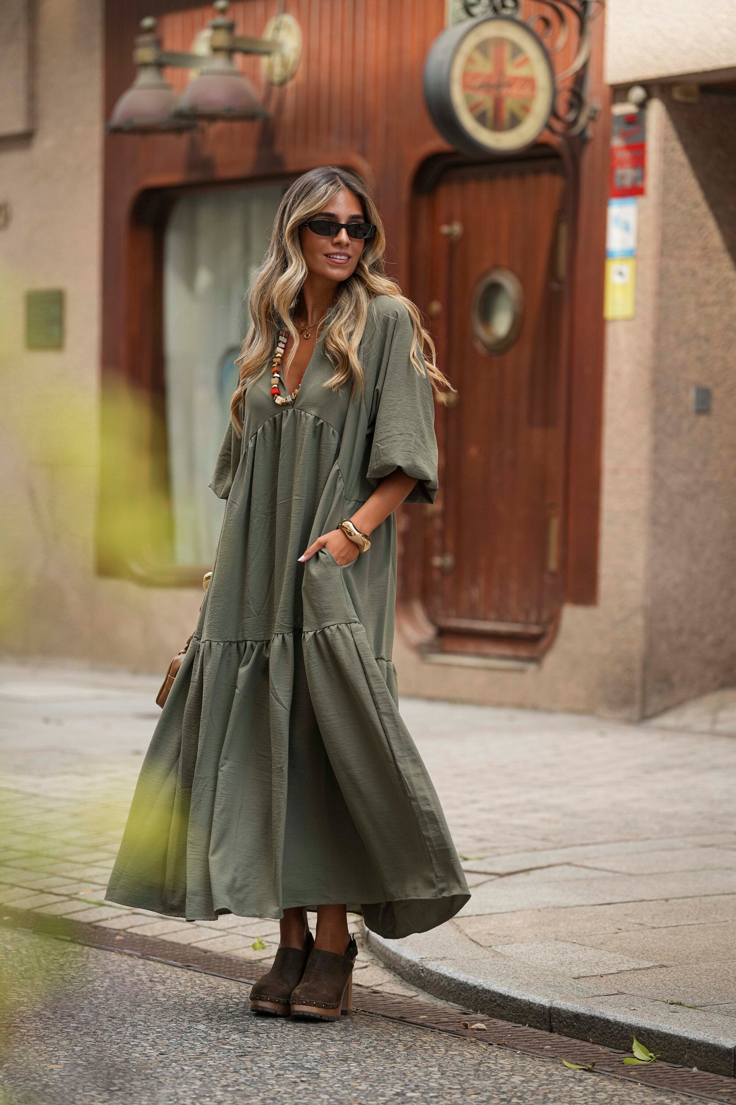 Long dress with frill