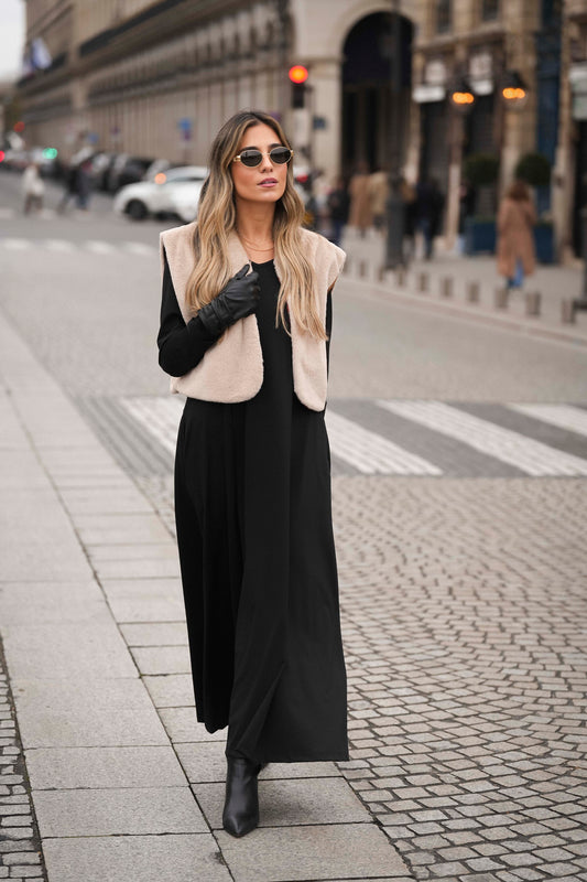 Vestido largo de punto negro