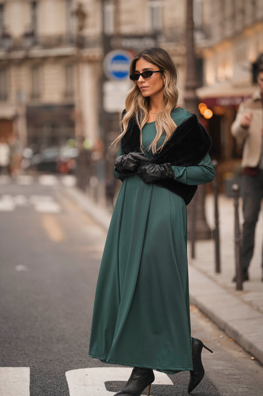 Vestido largo de punto verde