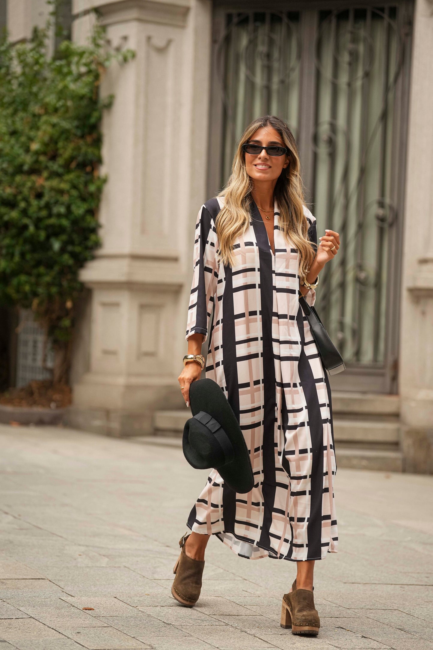 Long dress in printed knit