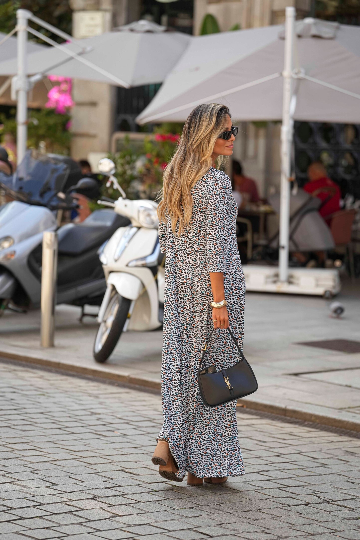 Long dress in printed knit