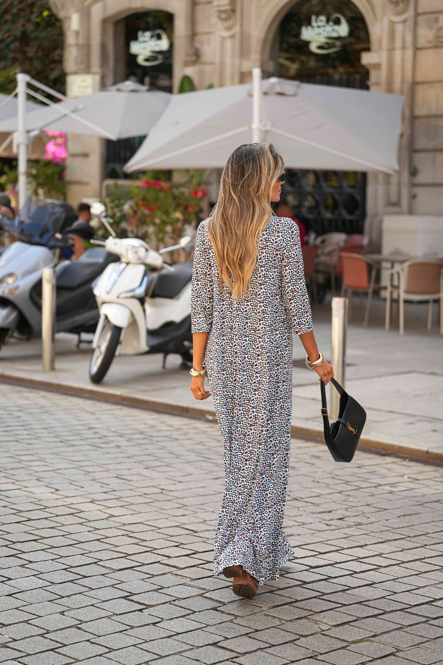 Long dress in printed knit