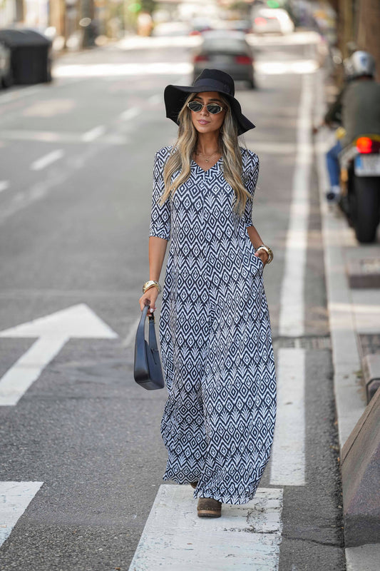 Long jumpsuit in printed knit