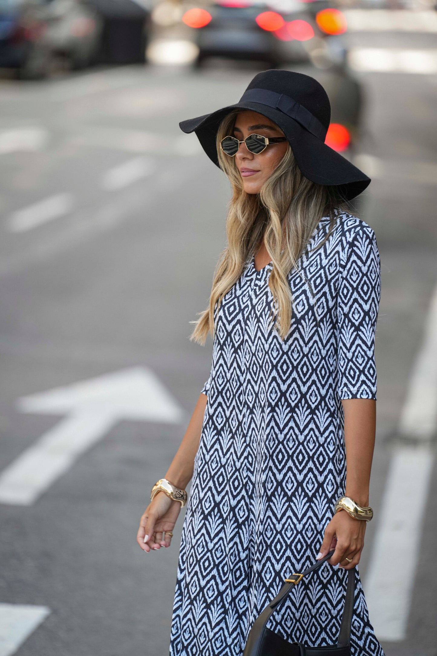 Long jumpsuit in printed knit