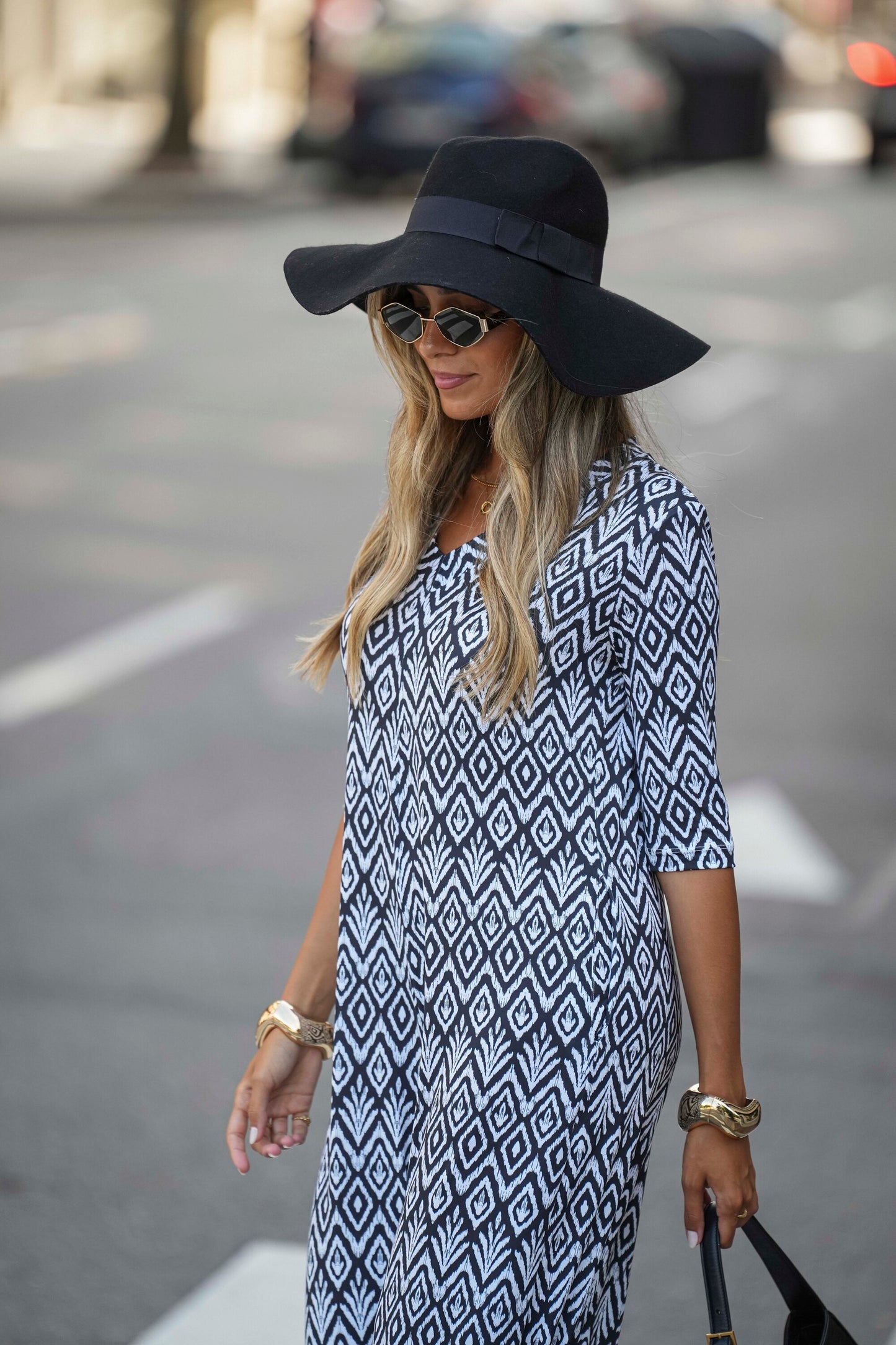 Long jumpsuit in printed knit