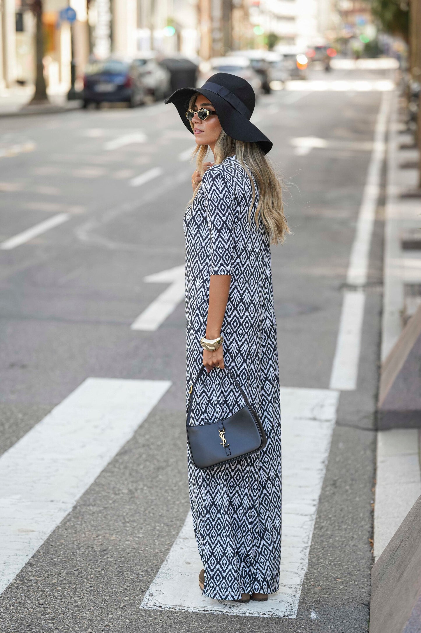 Long jumpsuit in printed knit