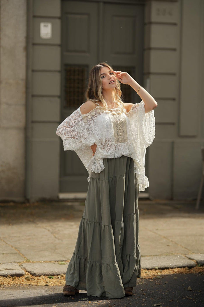 Long skirt with ruffles