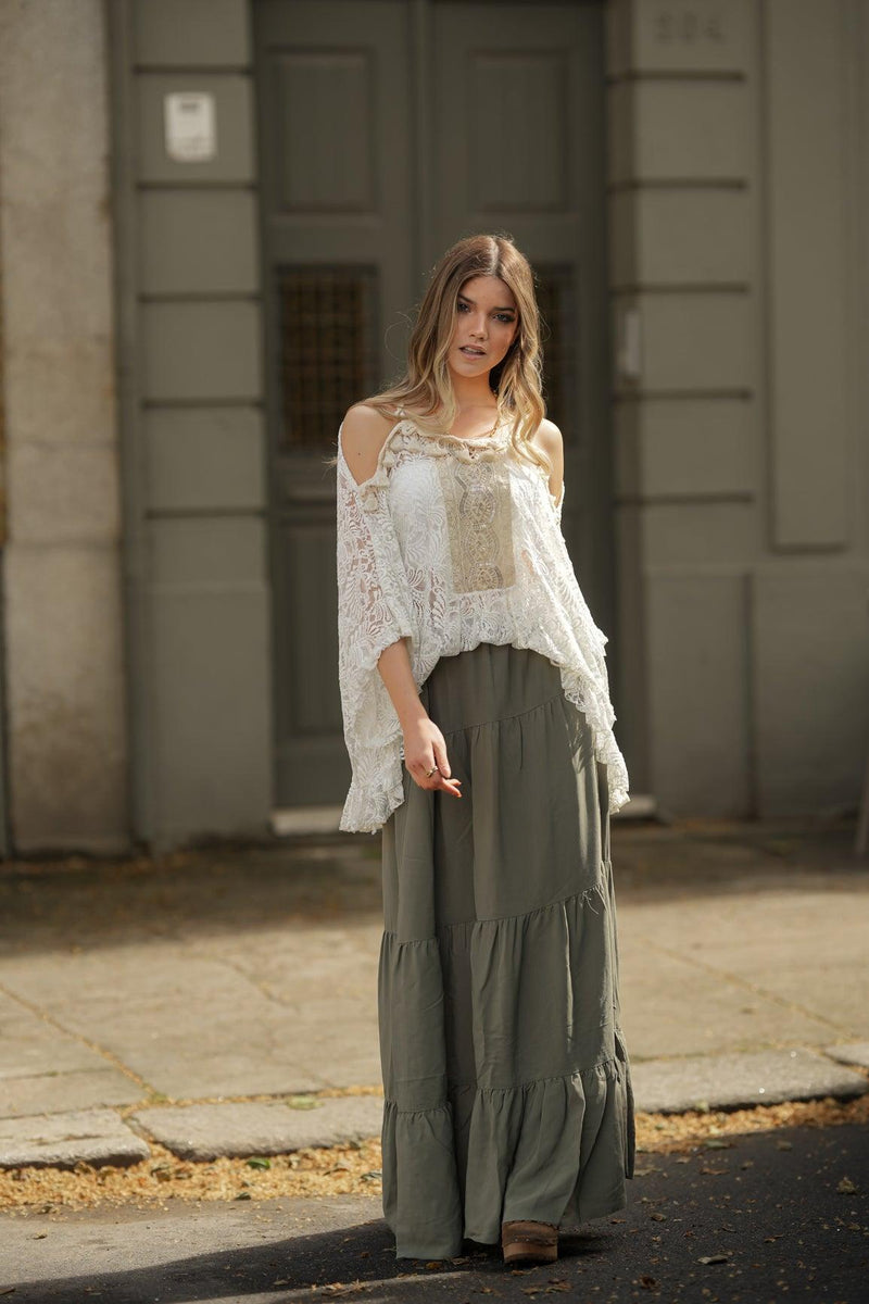 Long skirt with ruffles