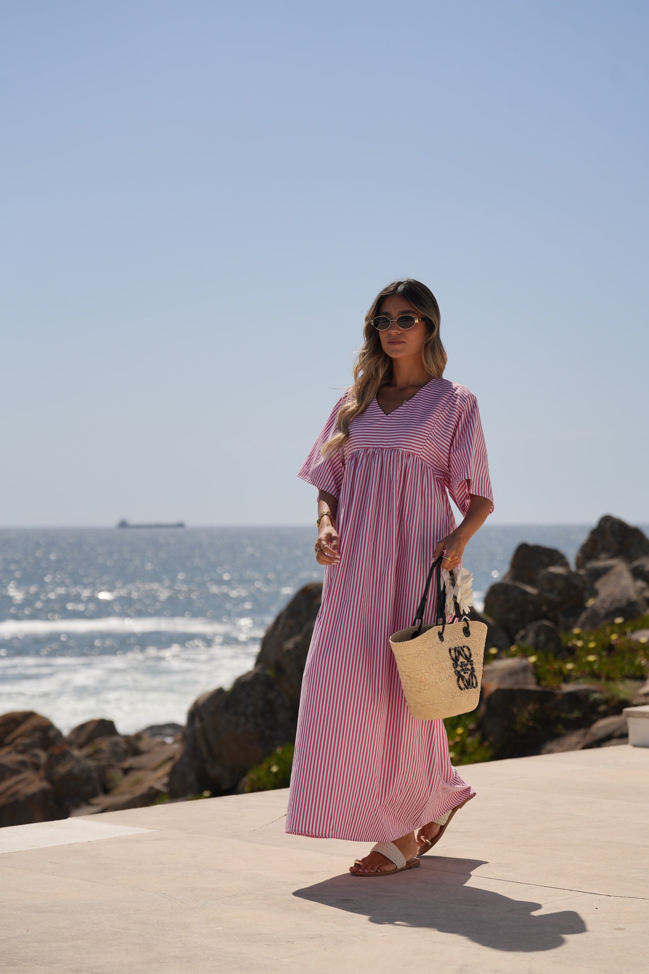 Vestido comprido riscas