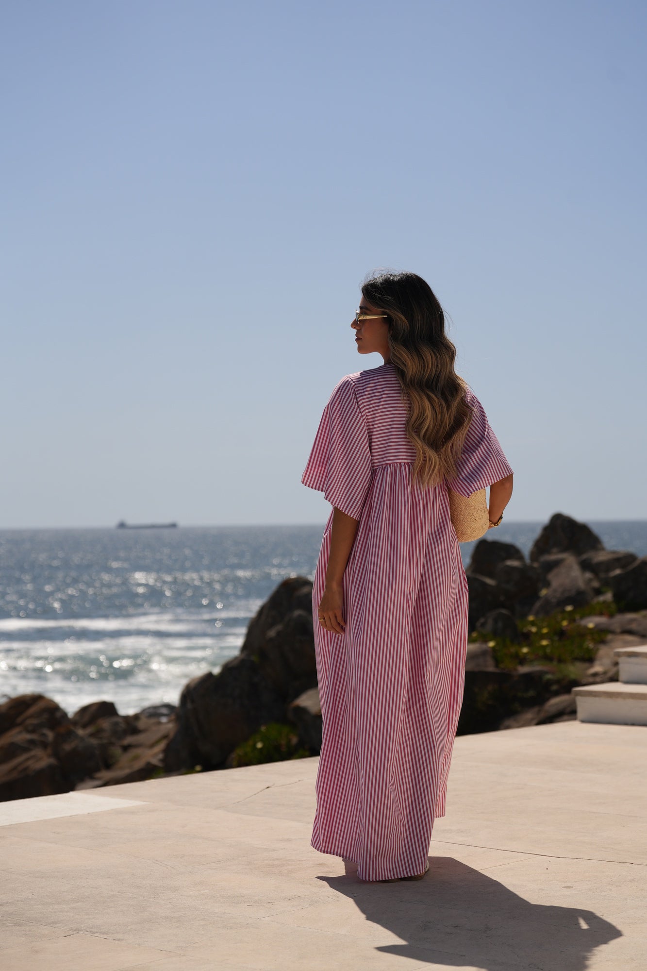 Vestido comprido riscas
