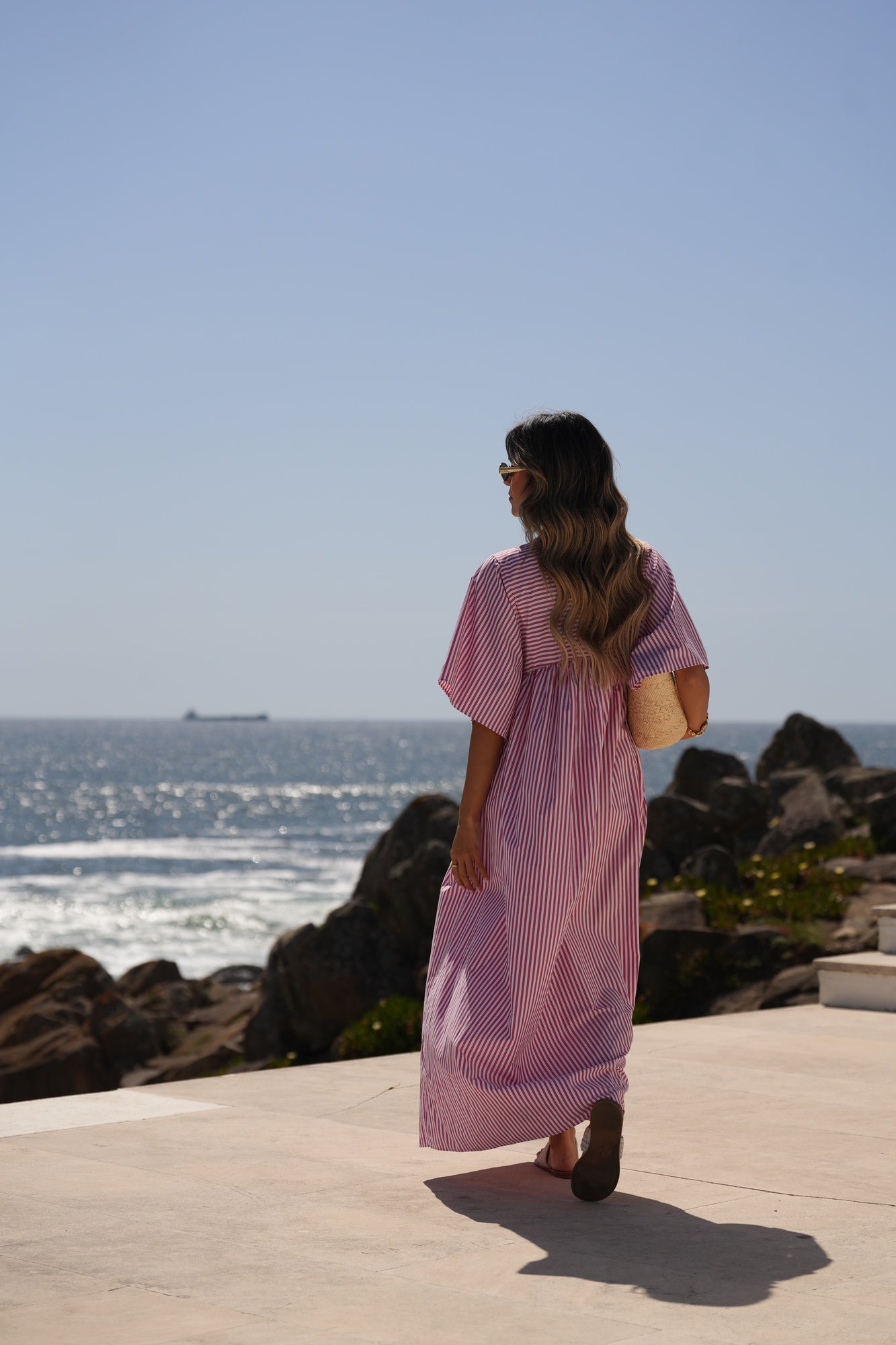 Vestido comprido riscas