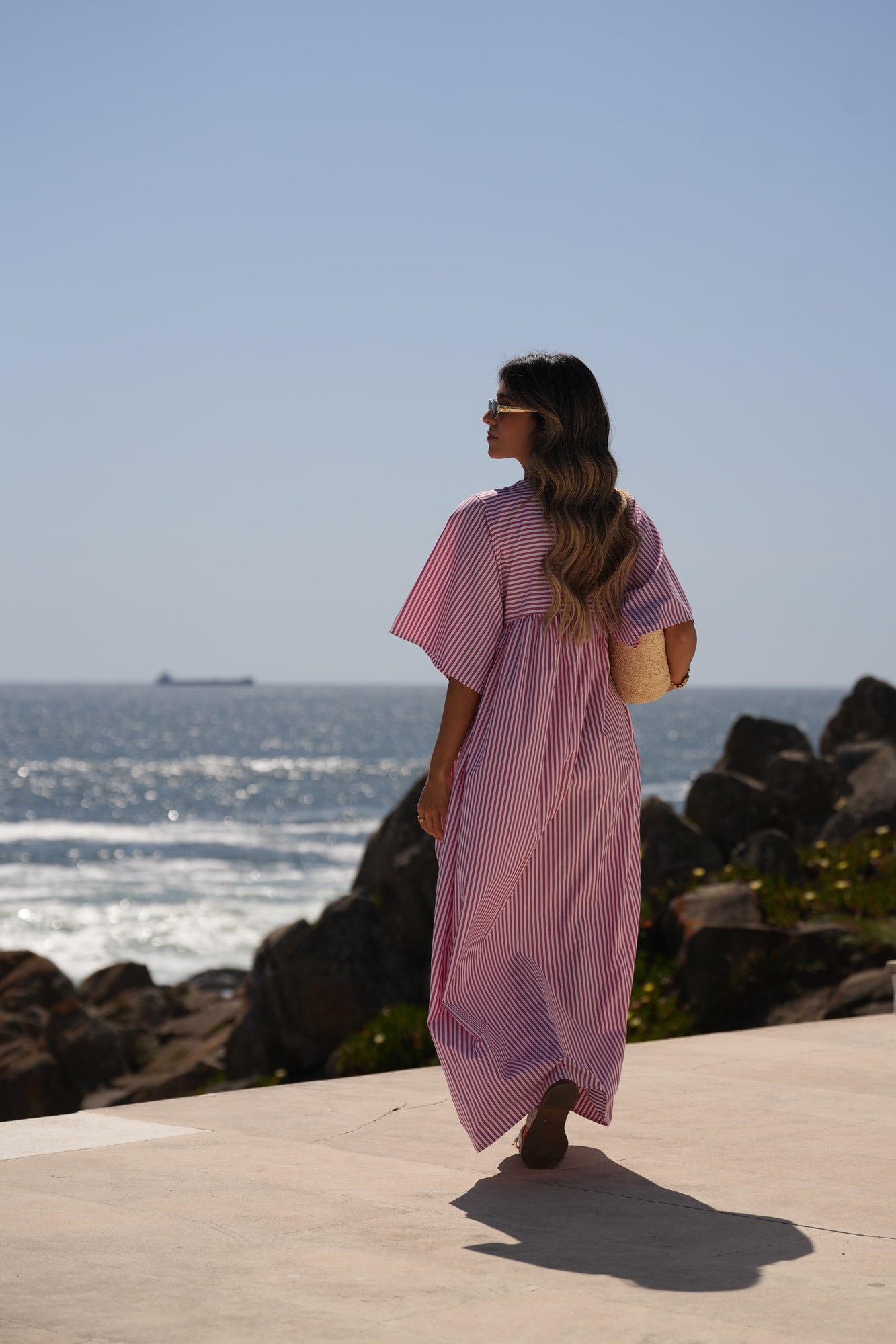 Vestido comprido riscas