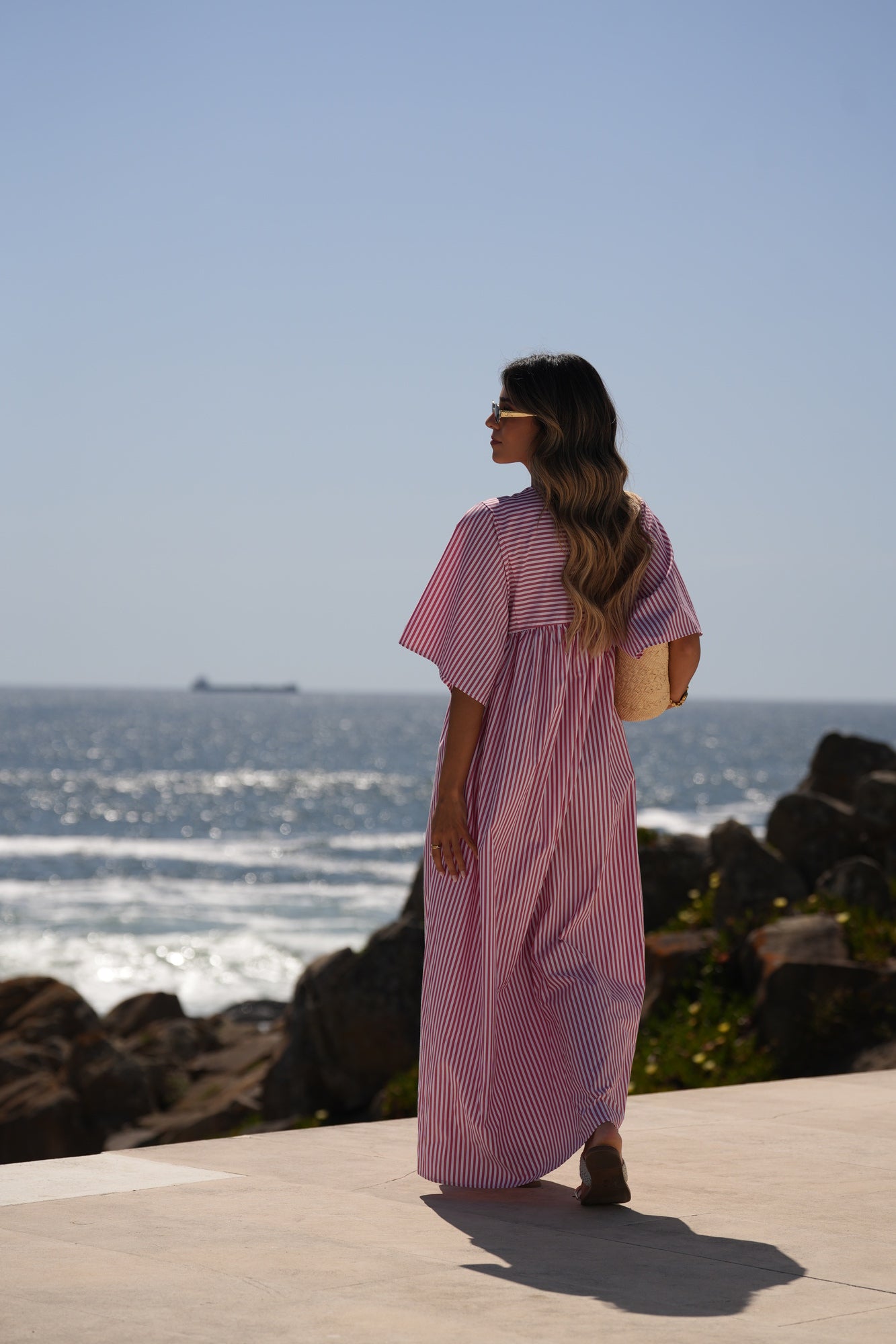 Vestido comprido riscas