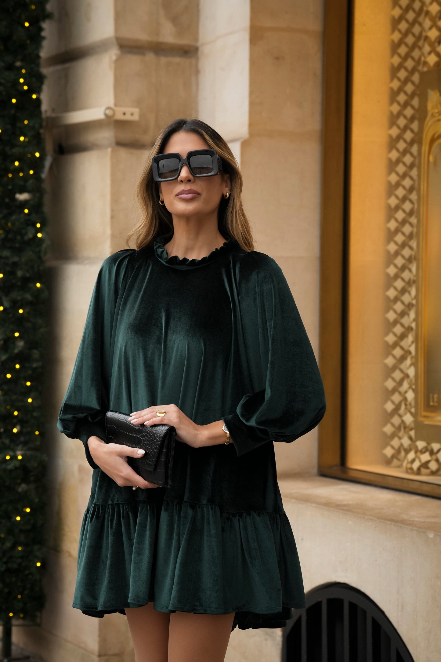 Vestido curto em veludo