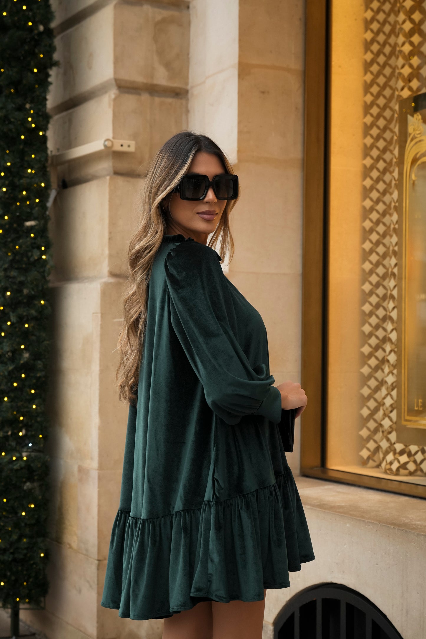 Vestido curto em veludo