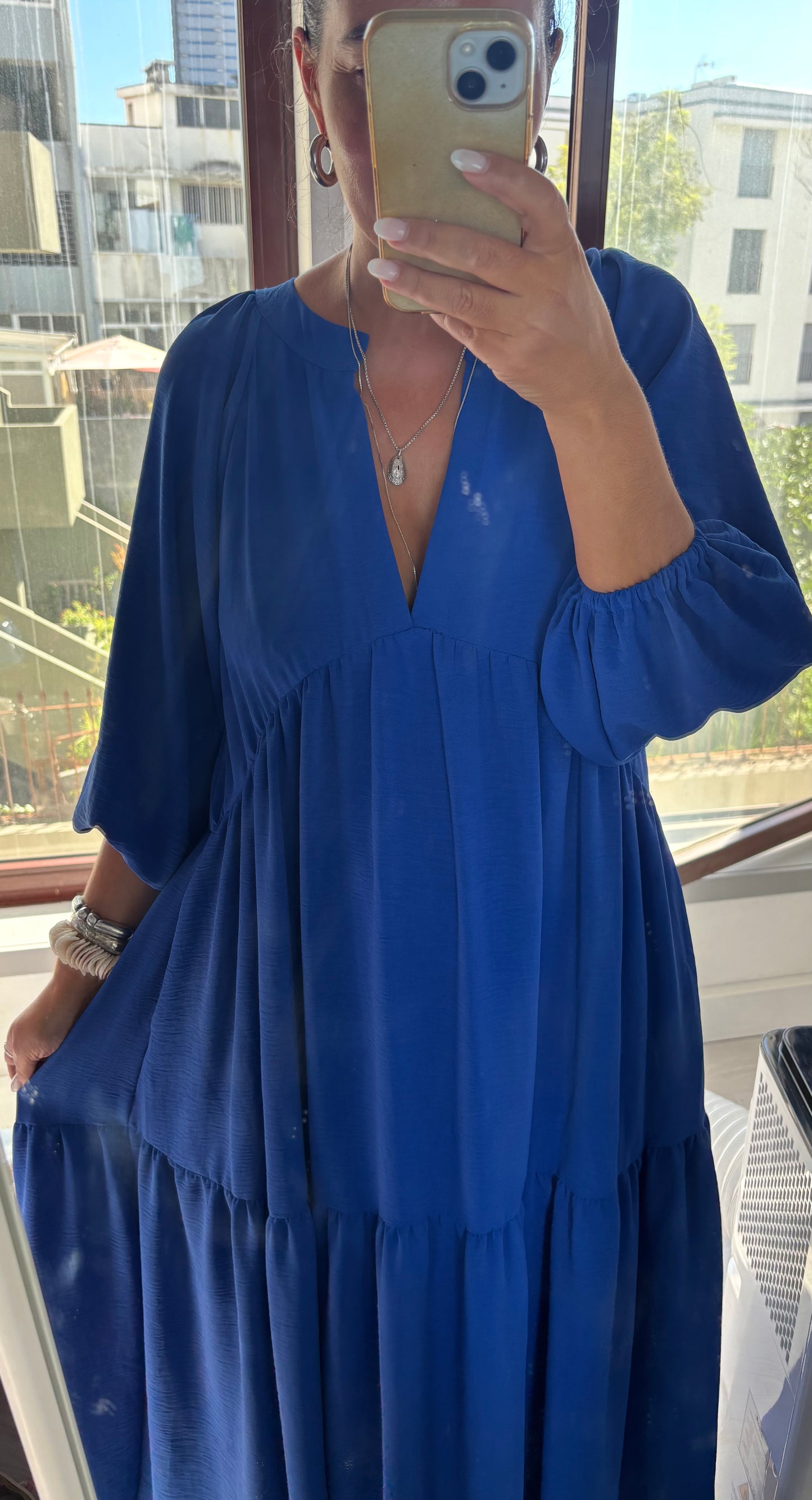Vestido comprido azul