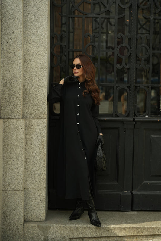 Vestido camiseiro preto