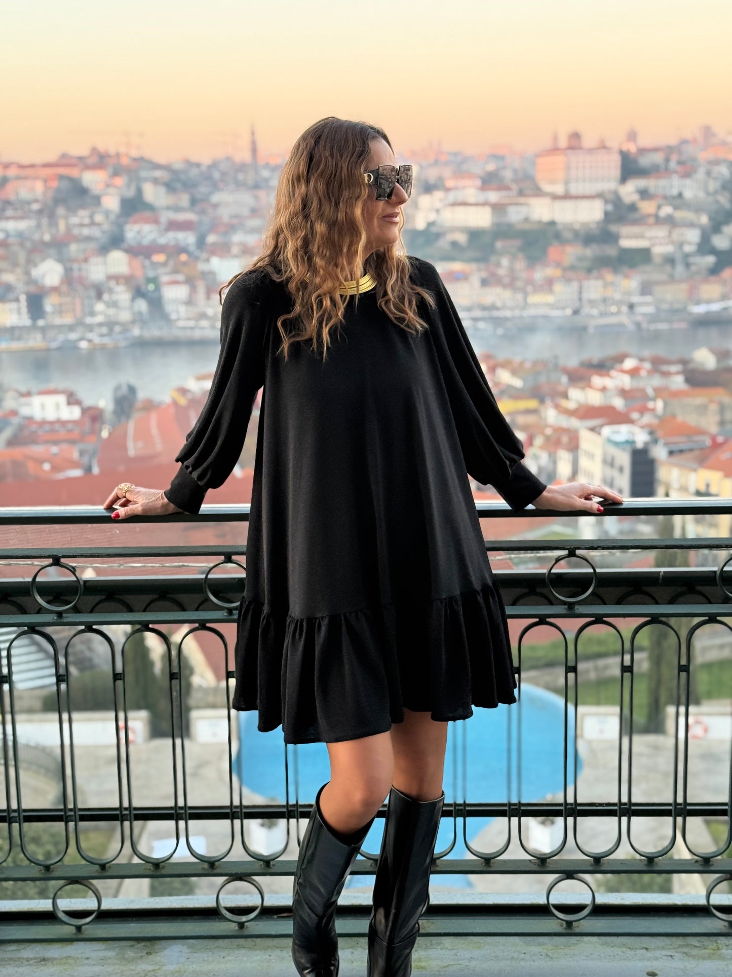 Robe courte en maille avec brillance