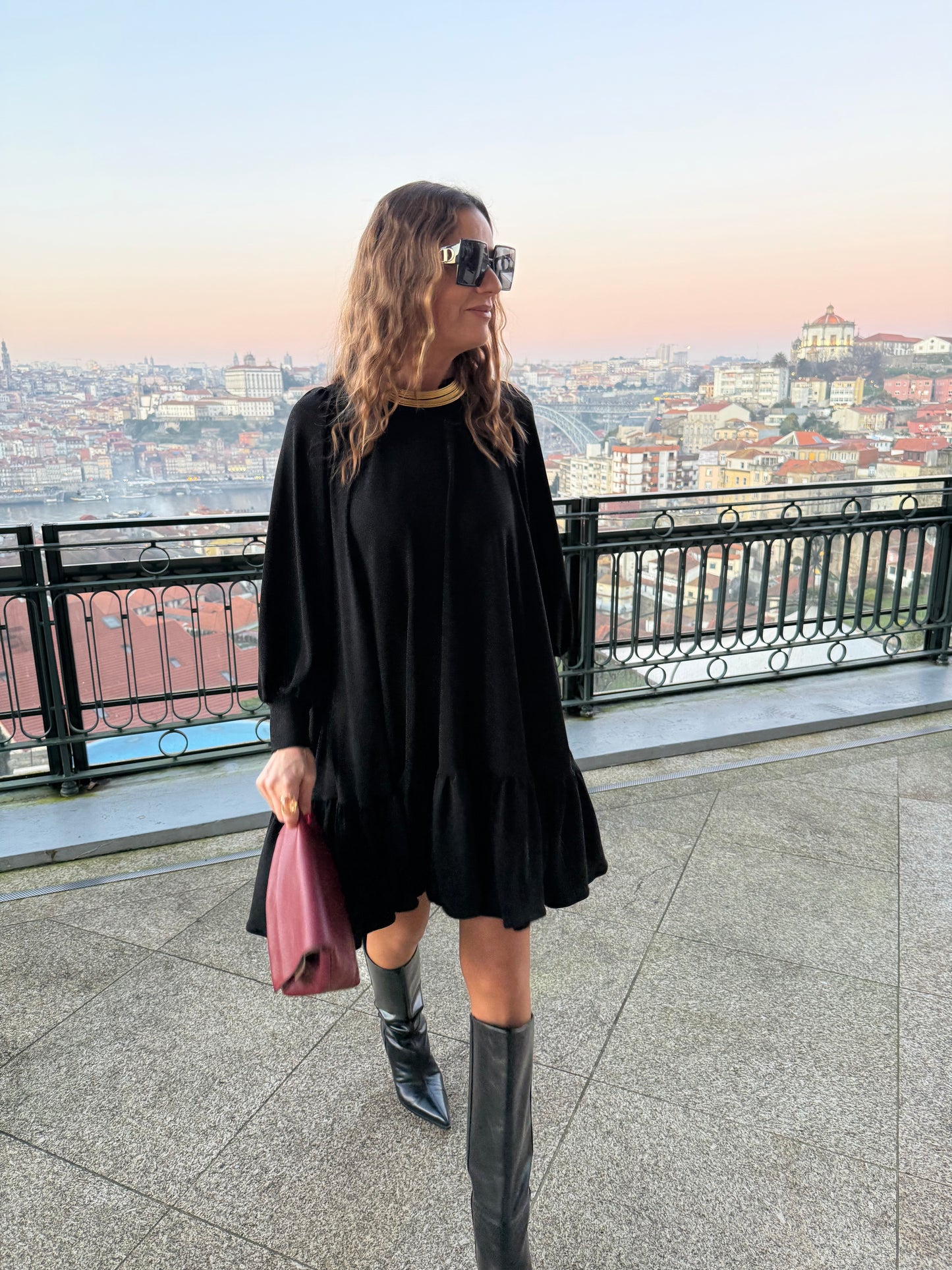 Robe courte en maille avec brillance