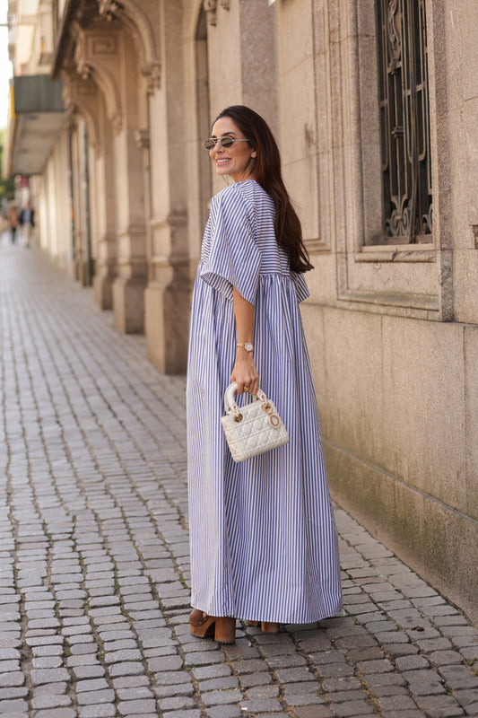 Vestido comprido riscas