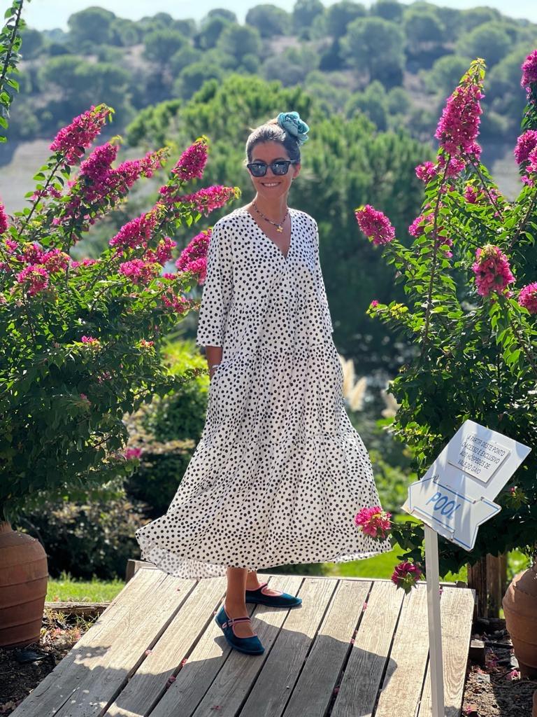 Long dress with polka dot print