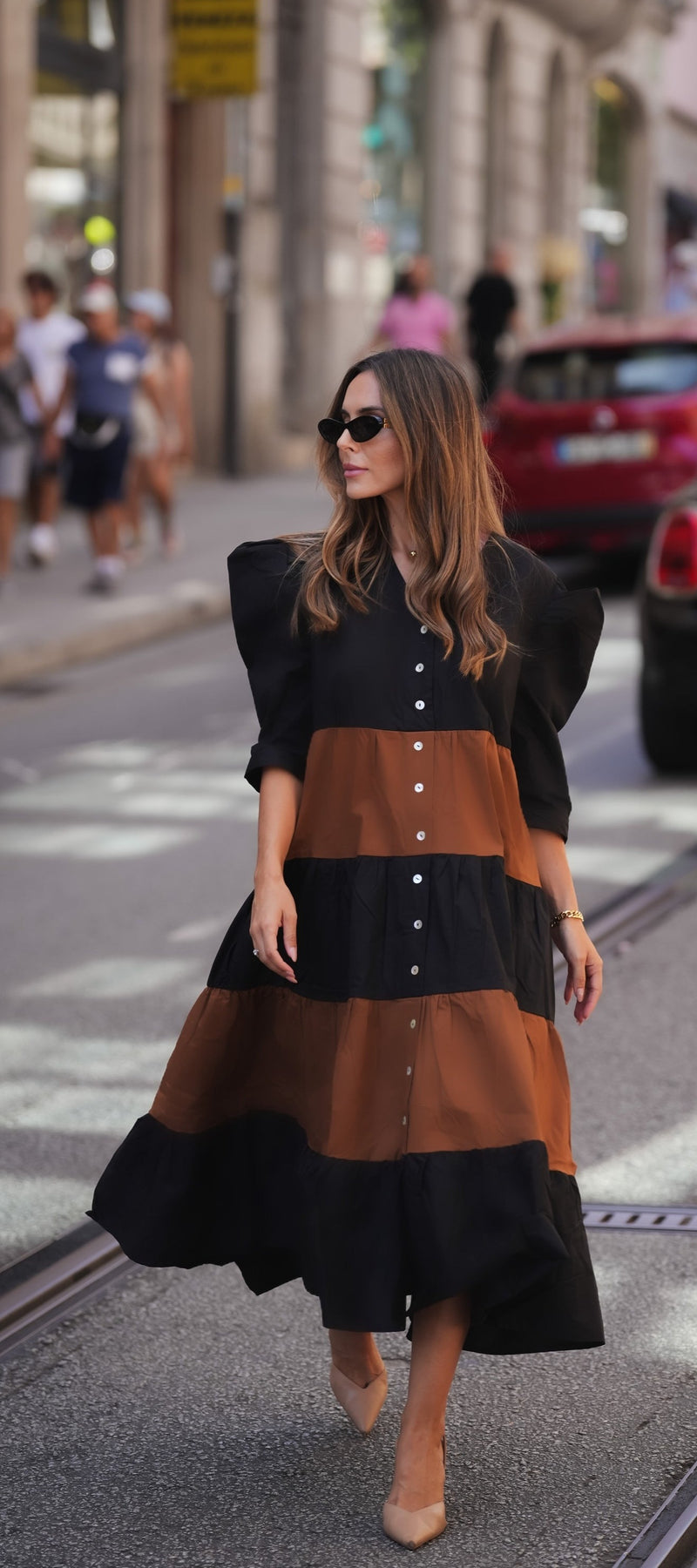 Two-tone long dress