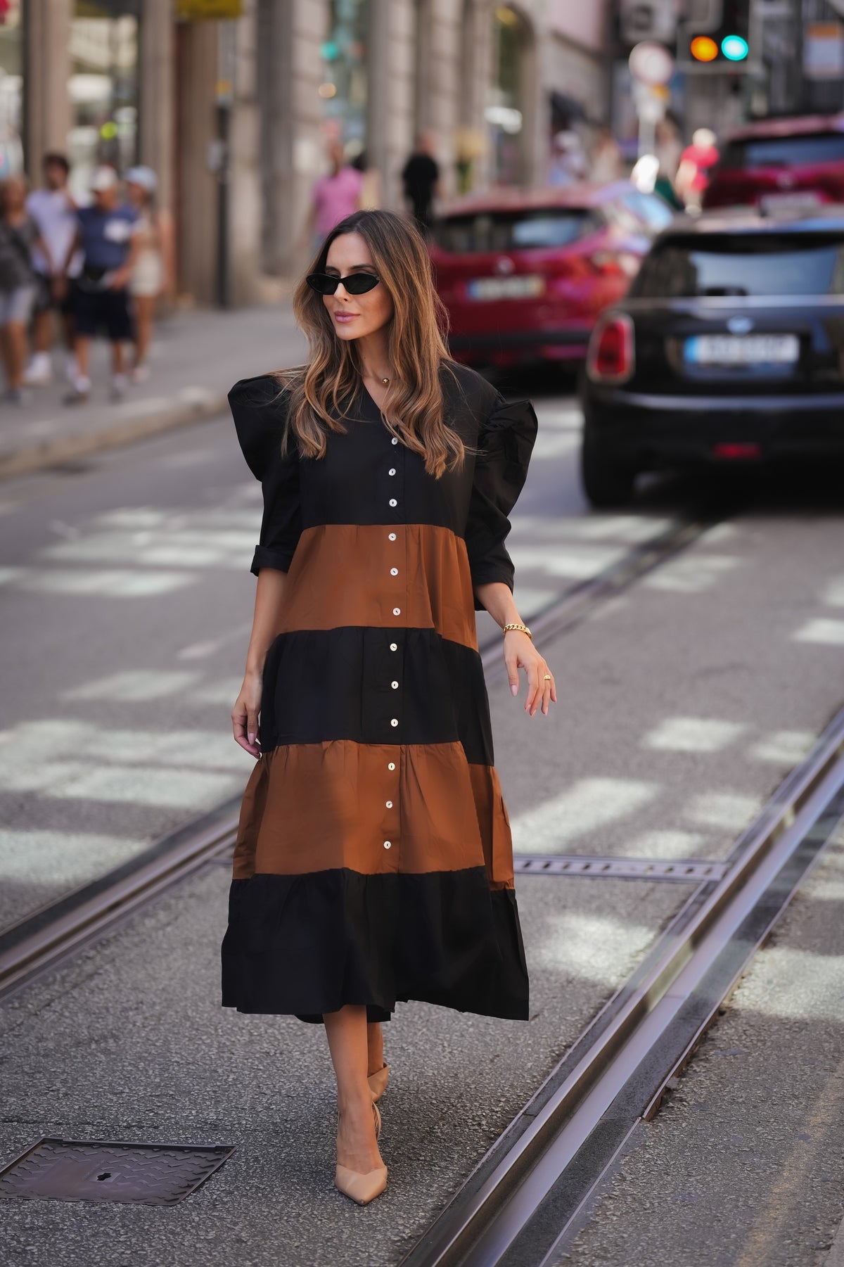 Two-tone long dress