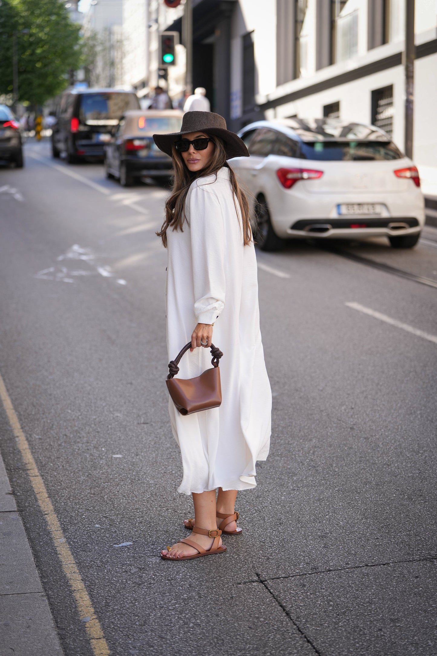 Shirt dress in white