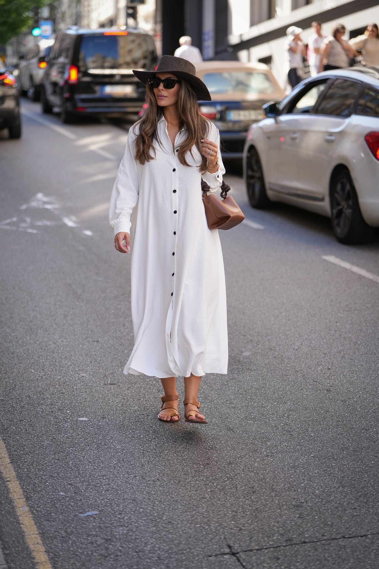 Shirt dress in white