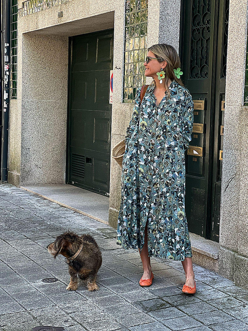 Floral print shirt dress