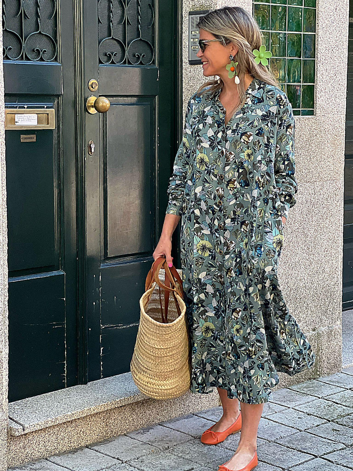 Floral print shirt dress