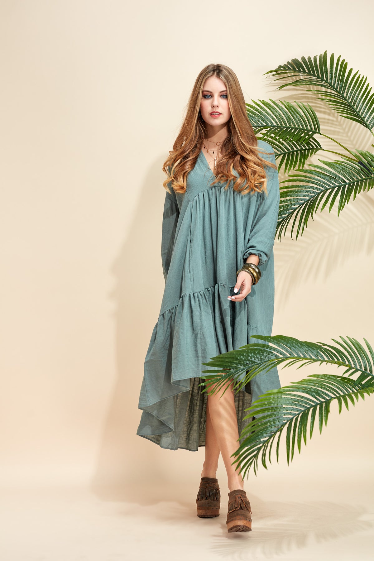 Asymmetric linen dress