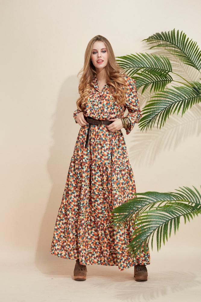 Long dress with ethnic print