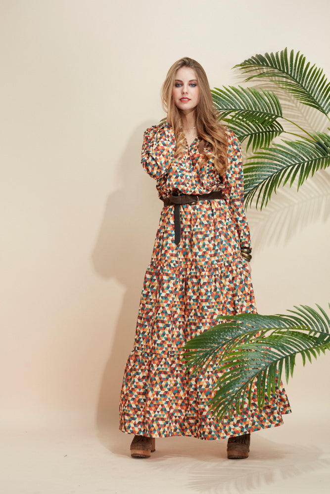 Long dress with ethnic print
