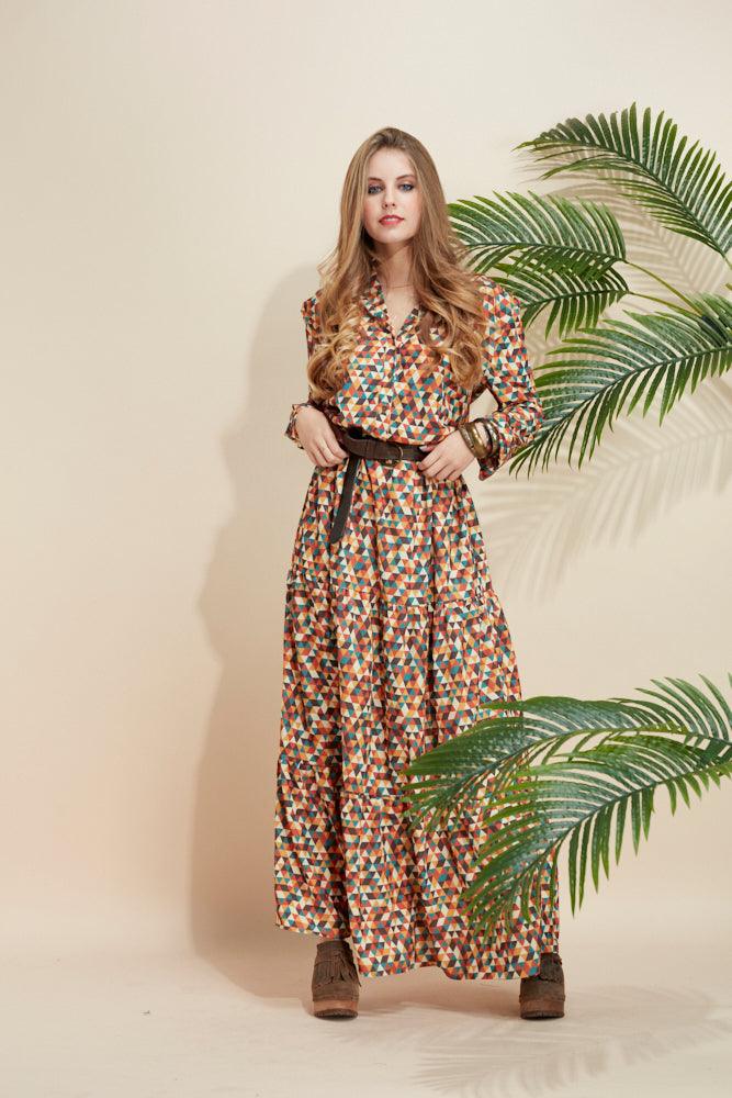 Long dress with ethnic print