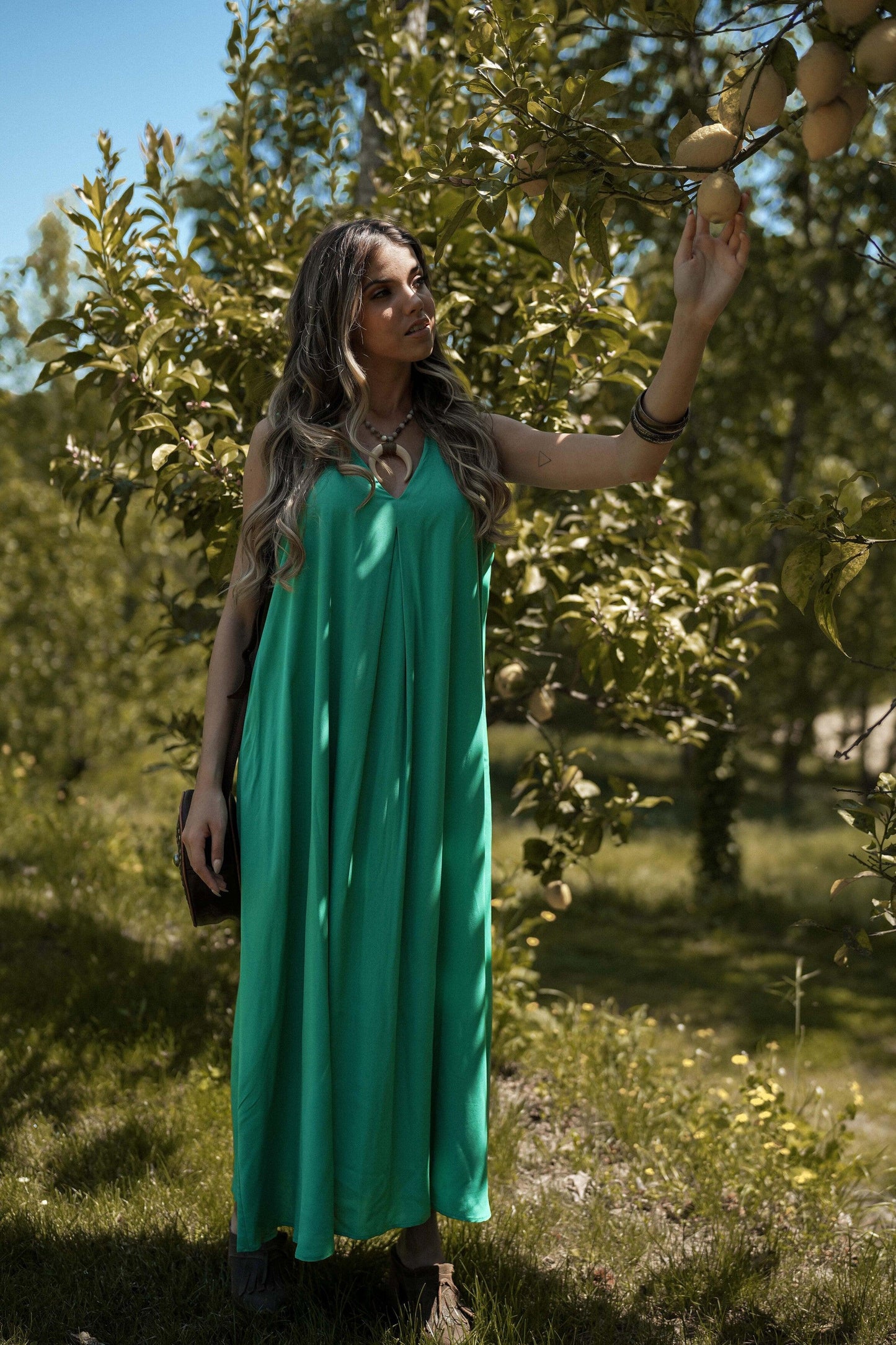 Long dress in smooth viscose