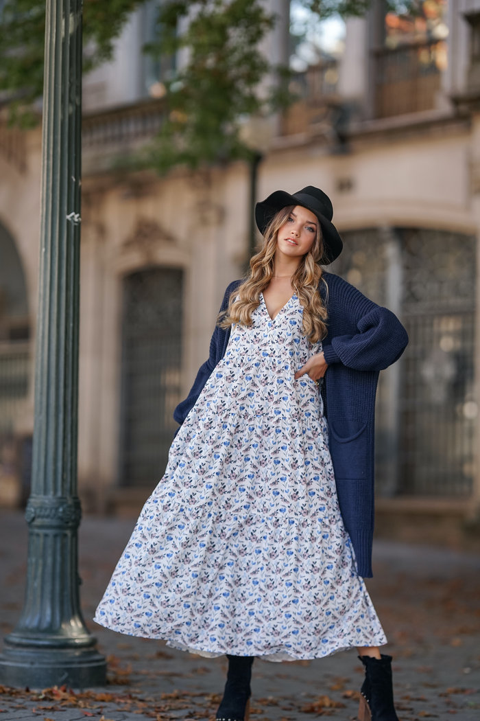 Long dress with floral print