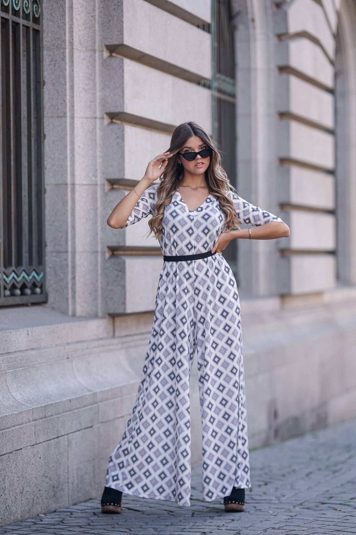 Printed long jumpsuit