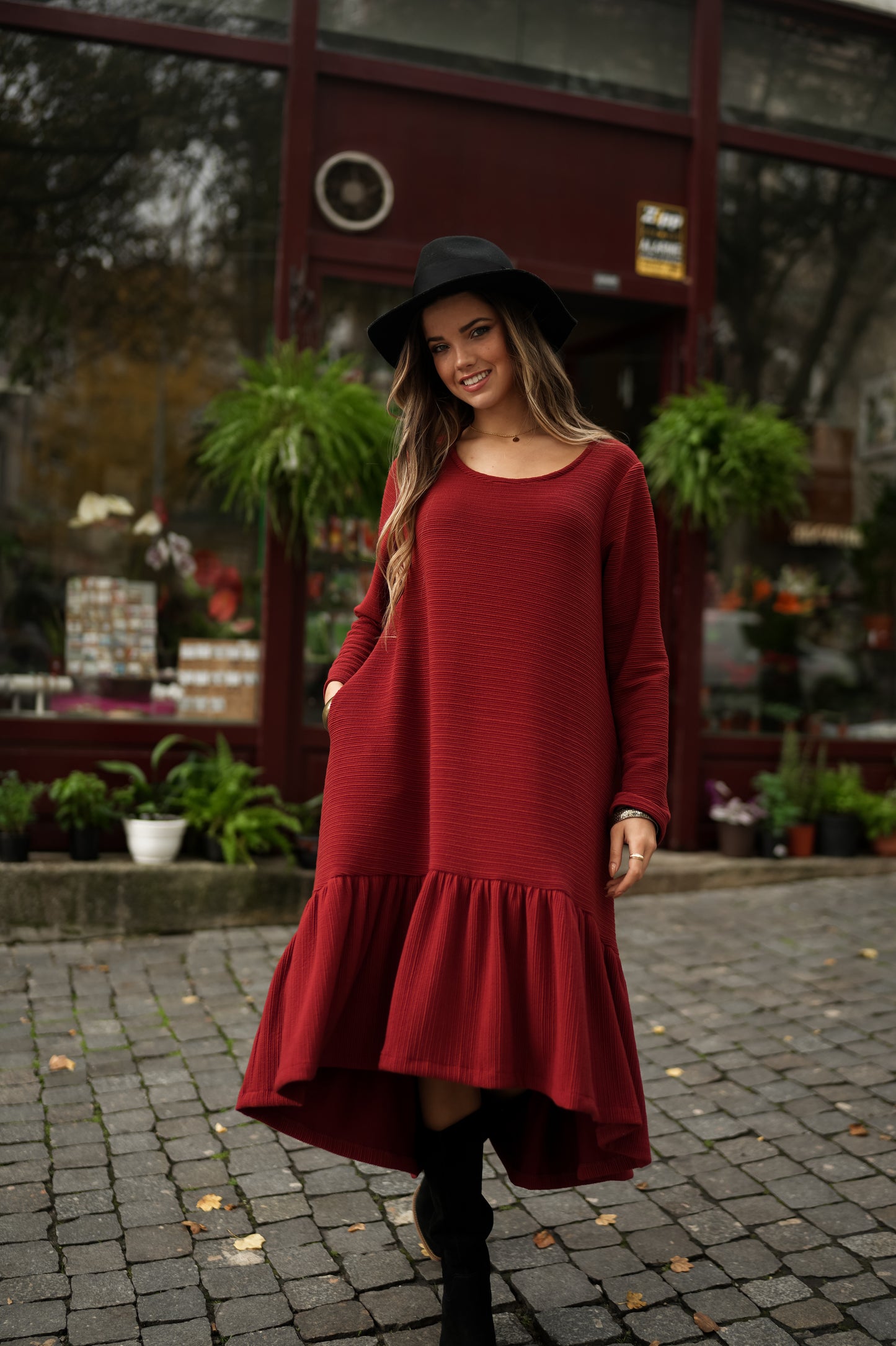 Dress with red frill