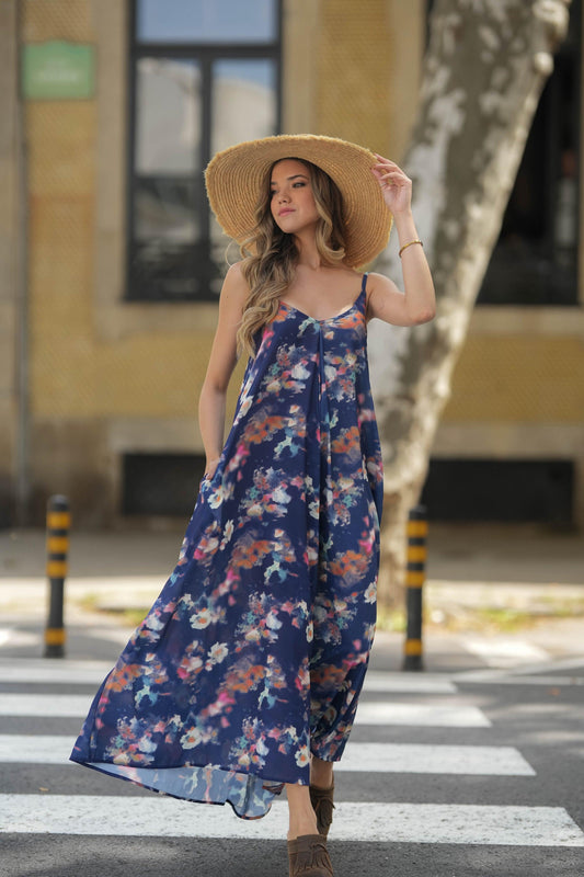 Vestido com laço atrás estampado