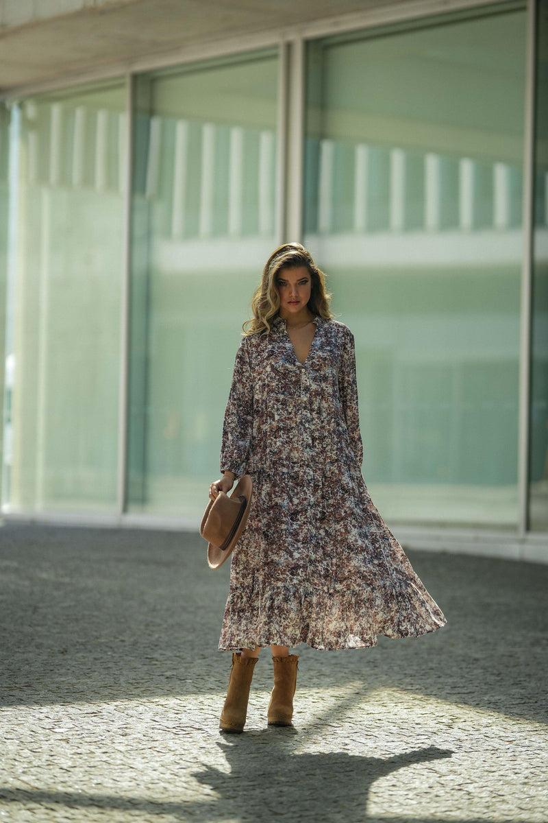 Long dress with floral print