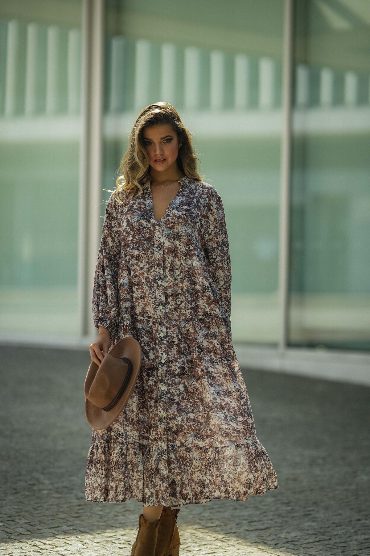 Long dress with floral print