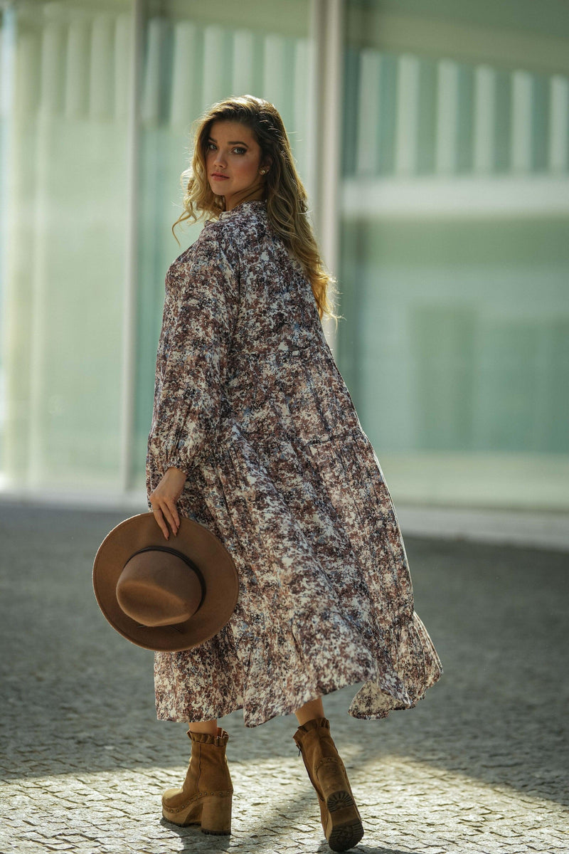 Long dress with floral print