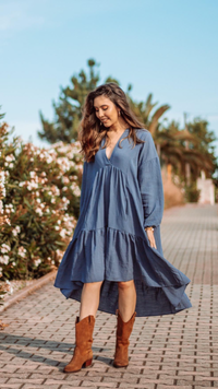 Asymmetric linen dress