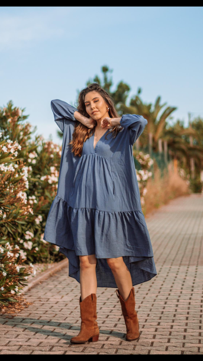 Asymmetric linen dress