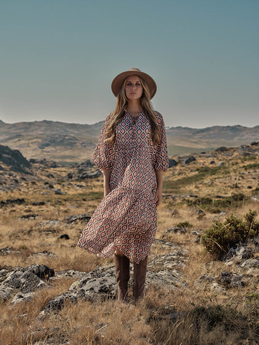 vestido largo estampado