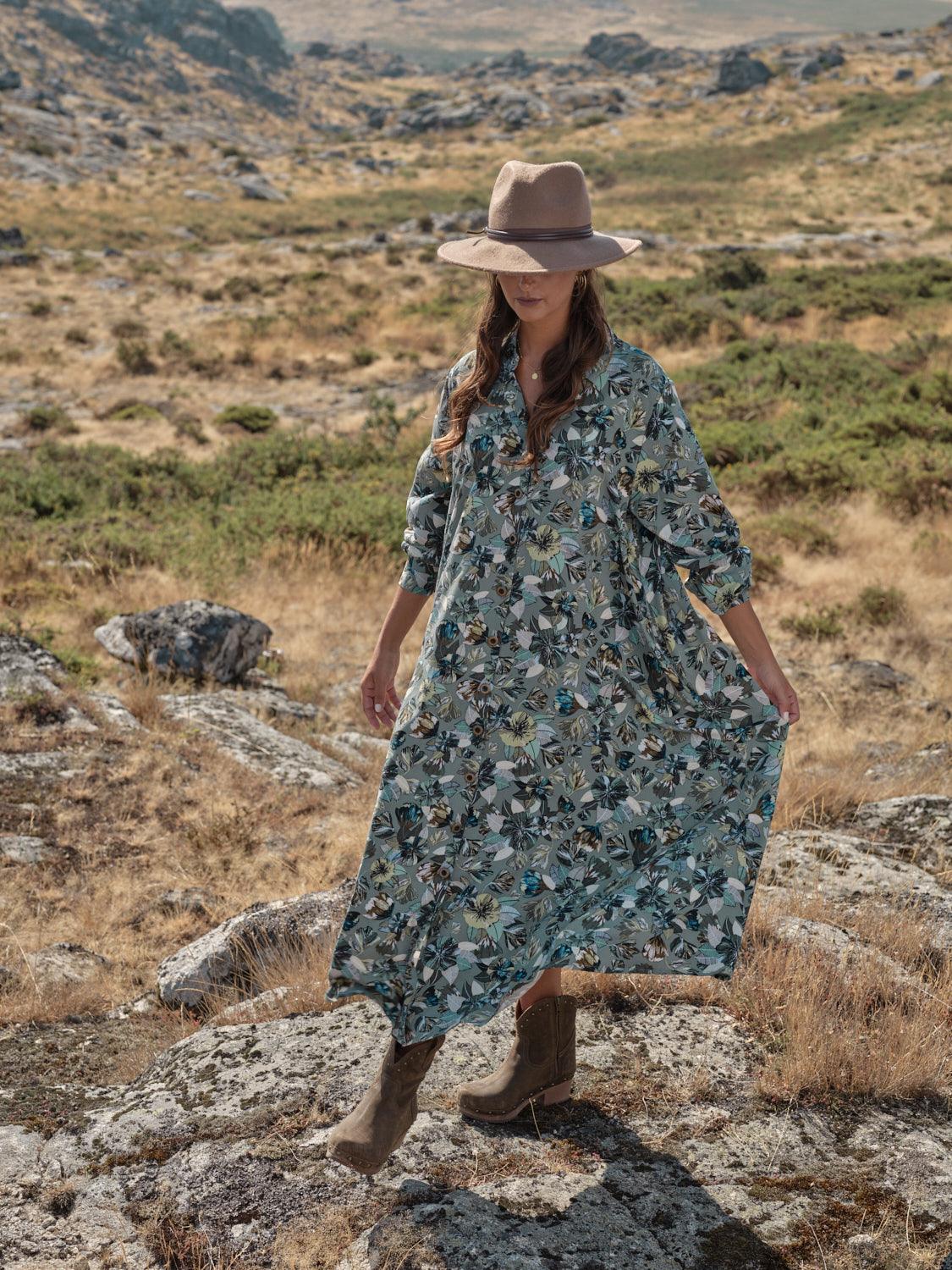 Floral print shirt dress