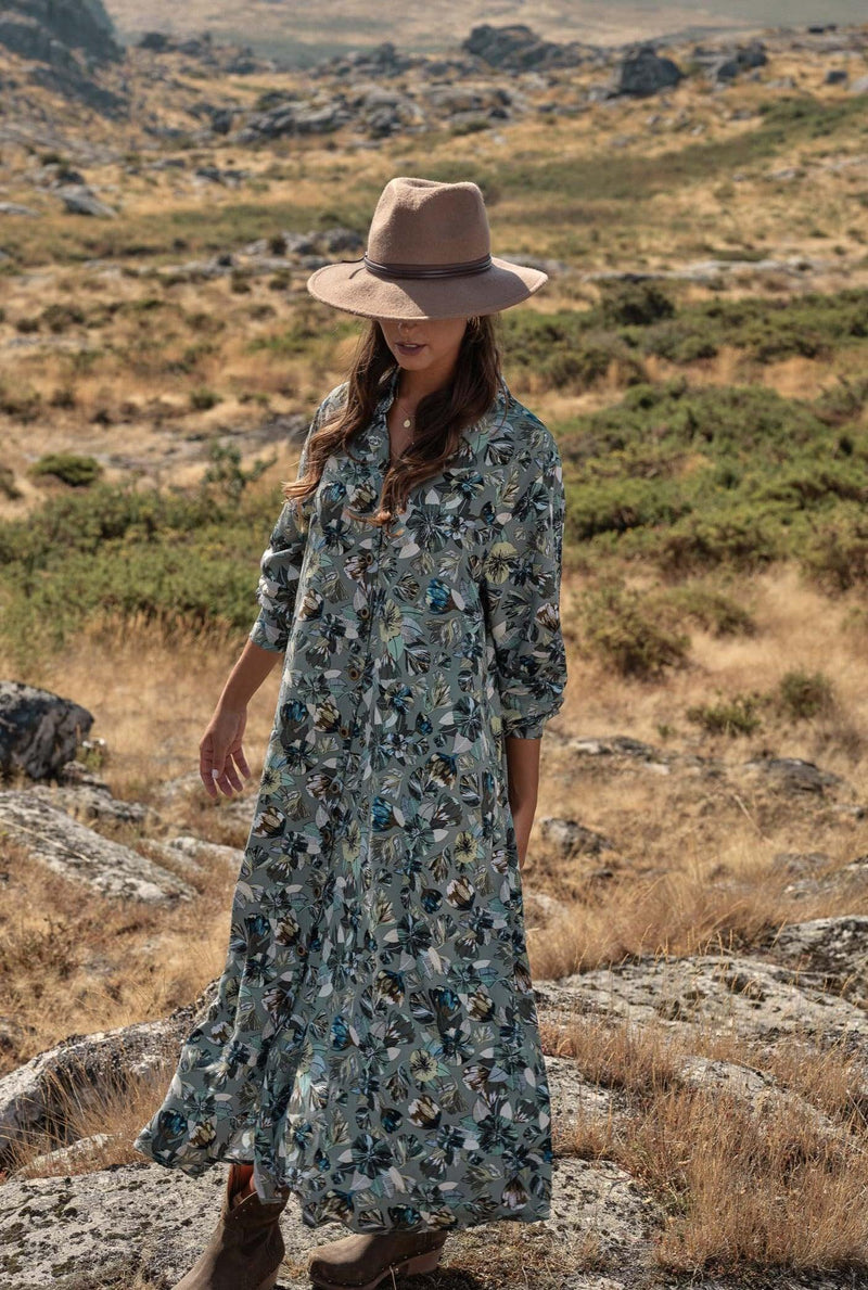 Floral print shirt dress