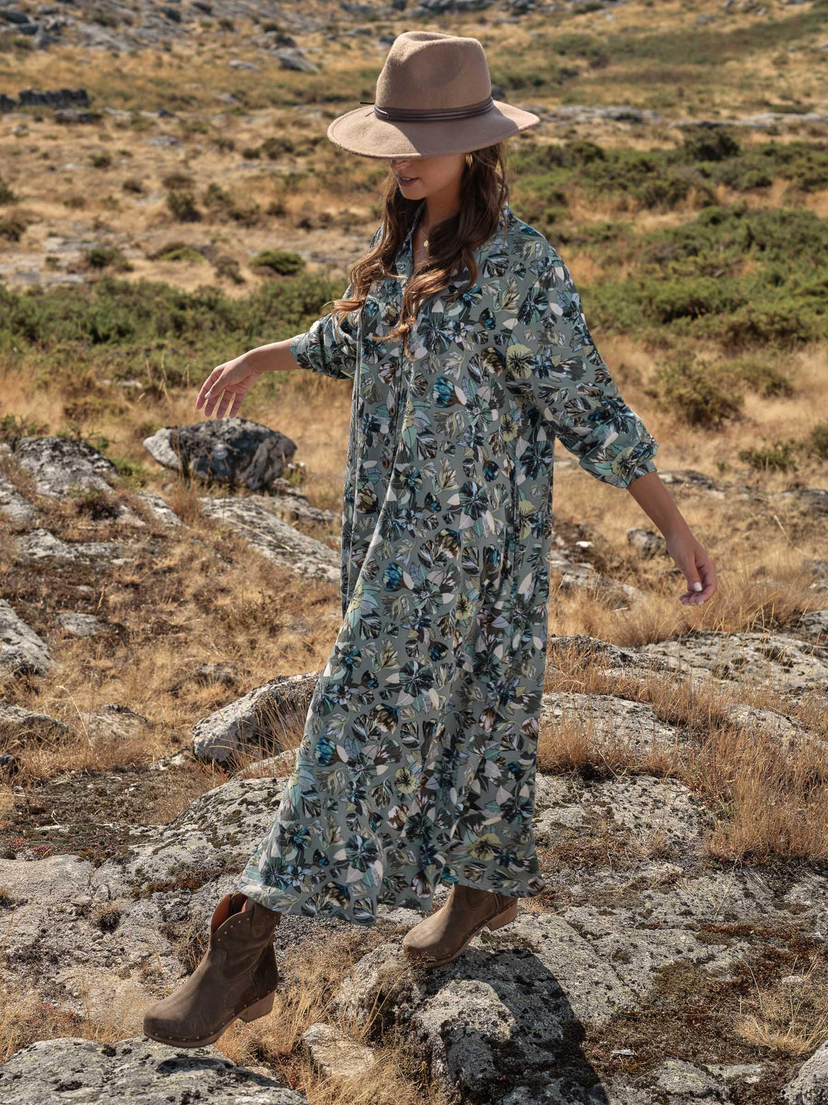 Floral print shirt dress